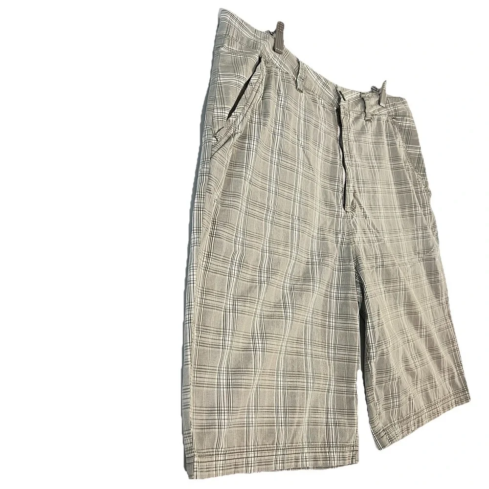Quicksilver board Shorts Mens 38 white Gray Plaid‎ Chino Flat Front Comfort - Picture 3 of 7